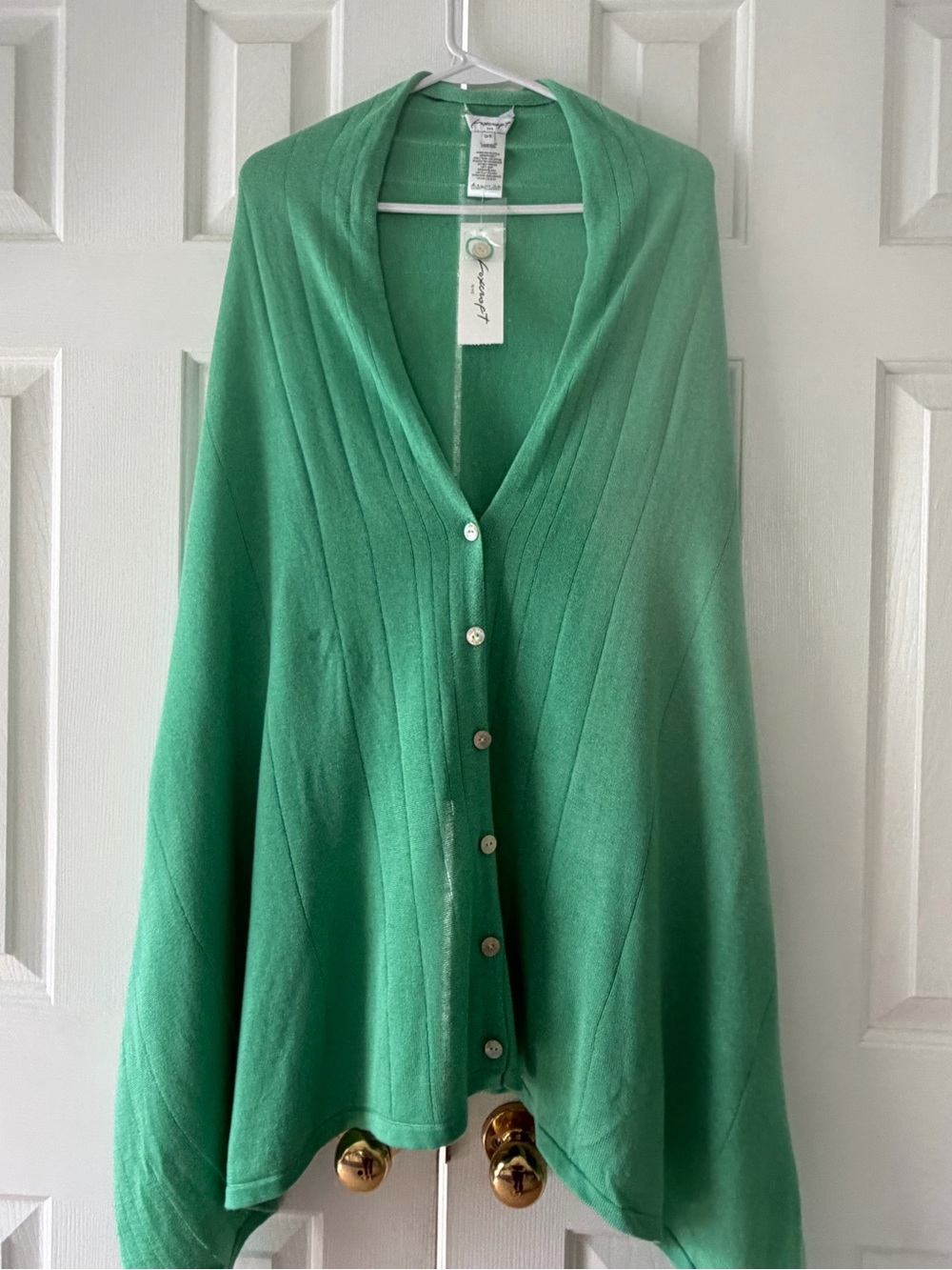 Foxcroft Green Button-Front Poncho Sweater